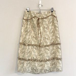 🌿 Vintage | Paisley Skirt with Brown Suede Belt